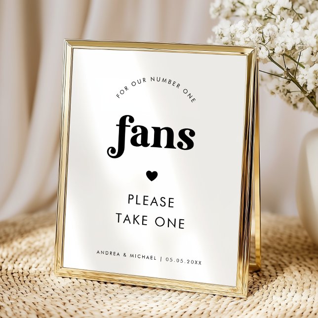 Minimalistisches Retro-Script & Herz-Fans Hochzeit Poster (Von Creator hochgeladen)