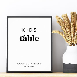 Minimalistisches Retro Script Kids Table Wedding S Poster