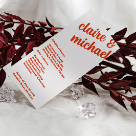 Minimalistisches Retro Simple Modern Wedding Progr Programm