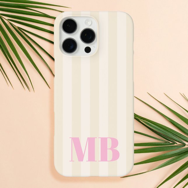 Minimalistisches Retro-Streifen Monogramm iPhone 16 Pro Max Hülle (Von Creator hochgeladen)