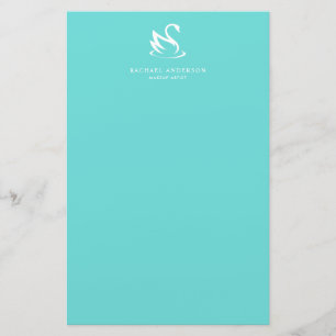 Minimalistisches Robins Egg Blue White Swan Logo Briefpapier
