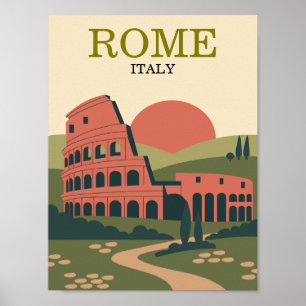Minimalistisches Rom Italien Kolosseum Illustratio Poster
