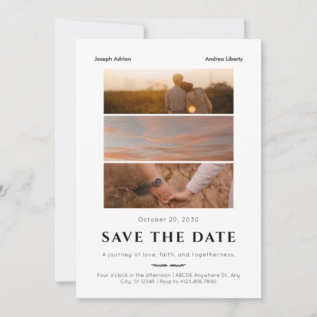 Minimalistisches Romantik-Filmposter Hochzeitsfest Save The Date (Vorderseite)