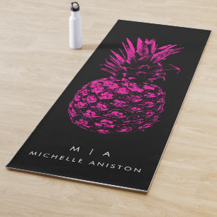 Minimalistisches rosa Ananas-Monogramm Yogamatte