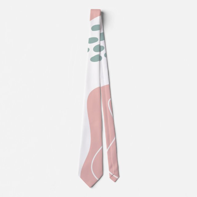Minimalistisches Rosa Aqua und Weiße Nackenstücke Krawatte (Vorderseite)
