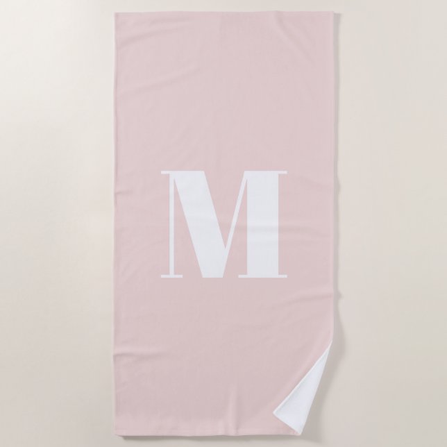 Minimalistisches Rosa, benutzerdefinierte Monogram Strandtuch (Vorderseite)