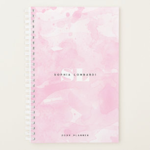 Minimalistisches rosa Farbmonogramm Planer