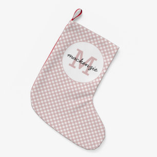 Minimalistisches rosa Farbmuster Kariert Kleiner Weihnachtsstrumpf