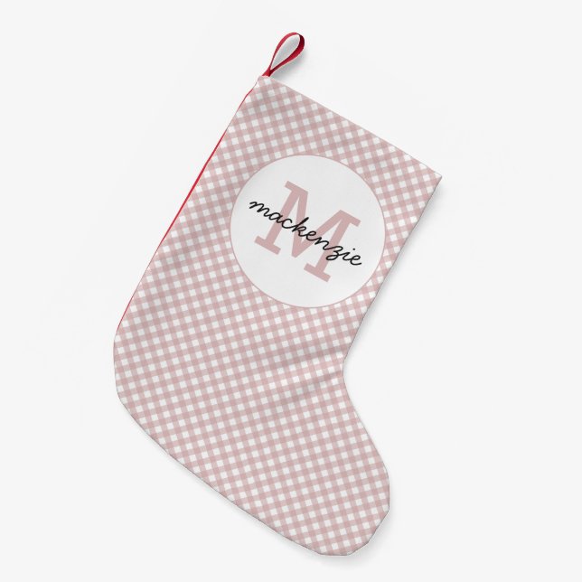 Minimalistisches rosa Farbmuster Kariert Kleiner Weihnachtsstrumpf (Vorderansicht (hängend))