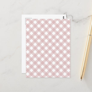 Minimalistisches rosa Farbmuster Kariert Postkarte