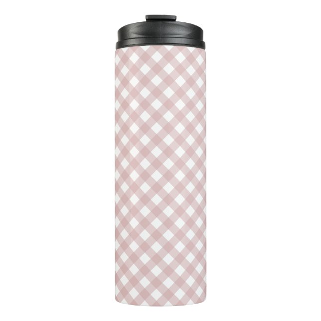 Minimalistisches rosa Farbmuster Kariert Thermosbecher (Vorderseite)