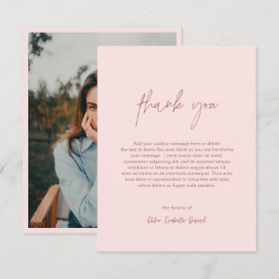 Minimalistisches Rosa Foto Moderne Beerdigung Dankeskarte