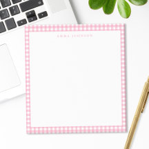 Minimalistisches rosa Gingham-Monogramm