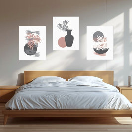 Minimalistisches Rosa/Graue Leinwand Mauer Art Dec