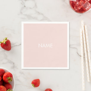 Minimalistisches Rosa individuelle Name Monogramm Serviette