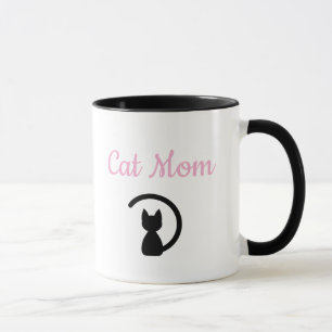 Minimalistisches Rosa-Katze-Mama-Script Schwarze K Tasse