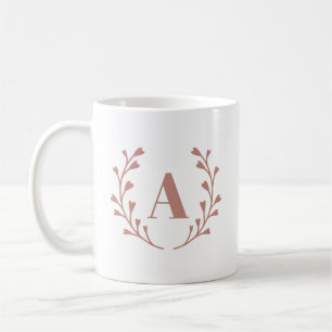 Minimalistisches rosa Kraut-Monogramm Kaffeetasse