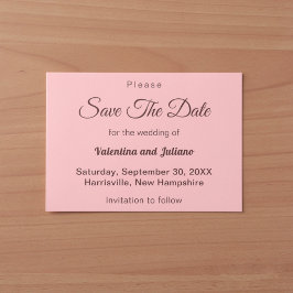 Minimalistisches Rosa mit dunkelrotem Text Hochzei Save The Date