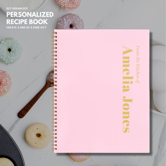Minimalistisches Rosa Personalisiertes Rezept Buch (Von Creator hochgeladen)