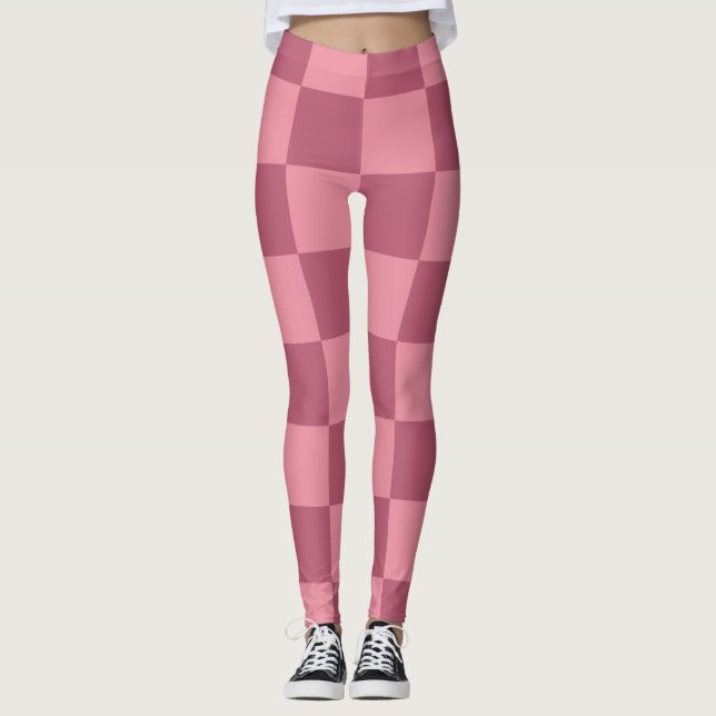 Minimalistisches rosa Schachbrettmuster Leggings (Vorderseite)
