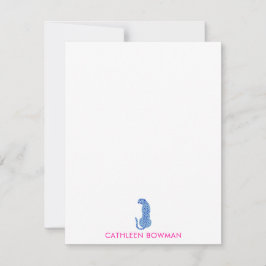 Minimalistisches Rosa und Blau Moderne Geparden Pe Mitteilungskarte