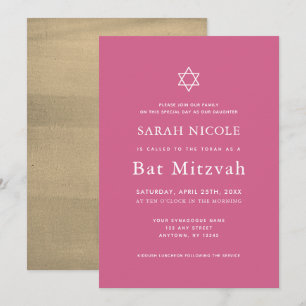 Minimalistisches Rosa und Gold Bat Mitzvah Einladung