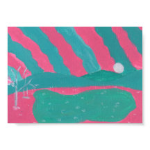 Minimalistisches Rosa und grüne Landschaft Print