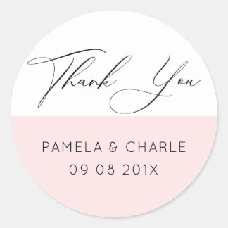 Minimalistisches Rosa und Weiß Danke Typografie Runder Aufkleber