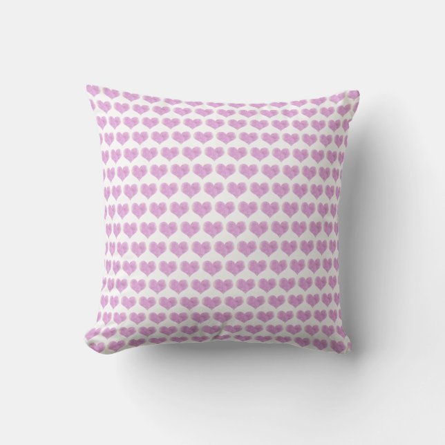 Minimalistisches rosa Wasserfarbenherz Valentine Kissen (Vorderseite)