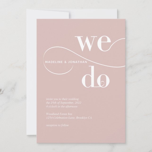Minimalistisches Rosa Wir machen kalligraphische H Einladung (Vorderseite)