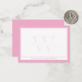 Minimalistisches rosa zweifaches Rahmen-Monogramm- Mitteilungskarte