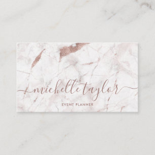 Minimalistisches Rose mit weißem Marmor Visitenkarte