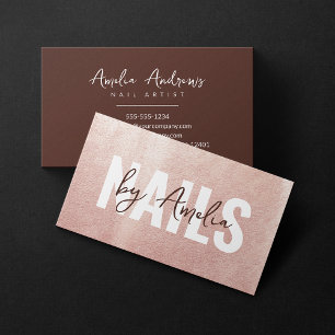 Minimalistisches Roségold-Glitter-Nagelkünstler-Sa Visitenkarte