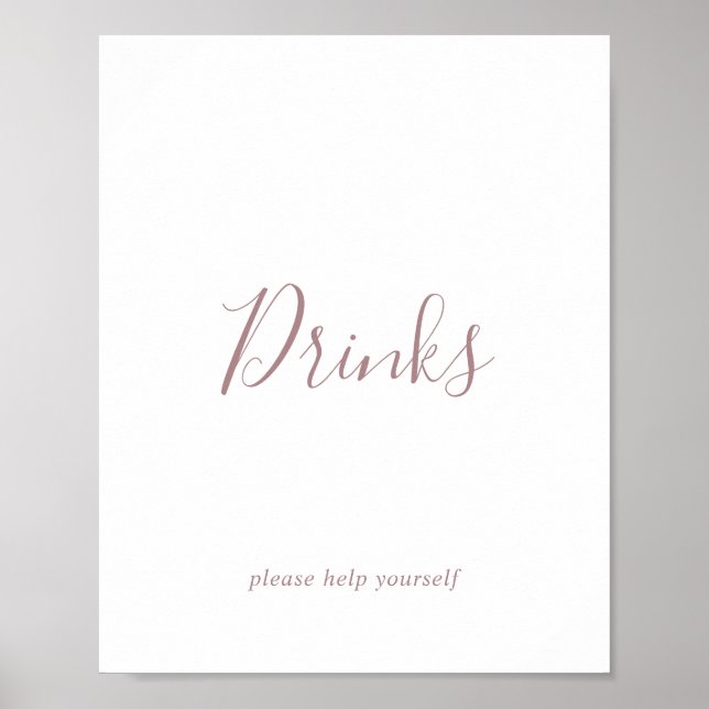 Minimalistisches Rosen-Gold-Getränke-Schild Poster (Vorne)