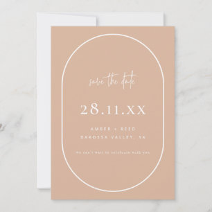 Minimalistisches Rot, Dusty Pink, Doppelbogen Retr Save The Date