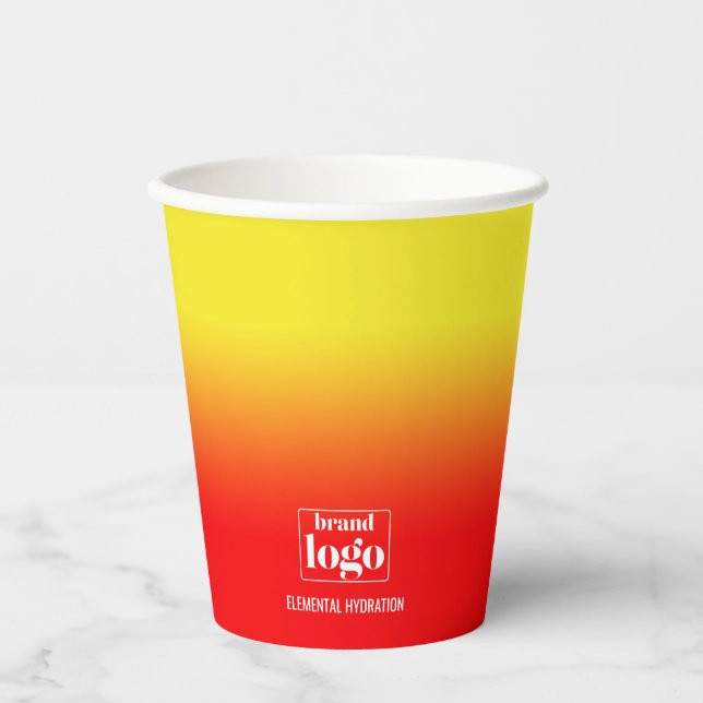Minimalistisches Rot-Gelb-Farbelementlogo Pappbecher (Vorderseite)