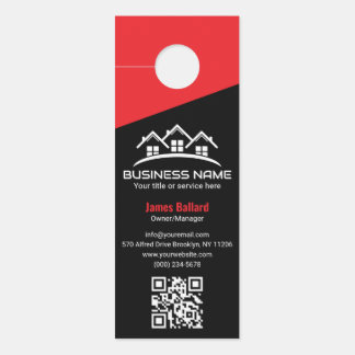 Minimalistisches Rot-Schwarz-Immobilien-Logo Profe Türanhänger