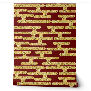 Minimalistisches Rot- und Goldenes Muster Tapete