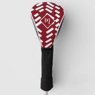 Minimalistisches, rotes, diagonales Muster, Monogr Golf Headcover