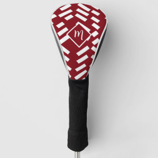 Minimalistisches, rotes, diagonales Muster, Monogr Golf Headcover