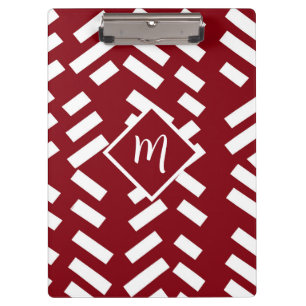 Minimalistisches, rotes, diagonales Muster, Monogr Klemmbrett