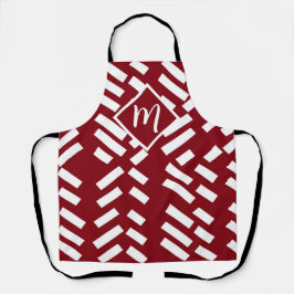Minimalistisches, rotes, diagonales Muster, Monogr Schürze