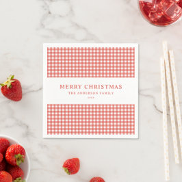 Minimalistisches rotes Gingham-Christmas Serviette