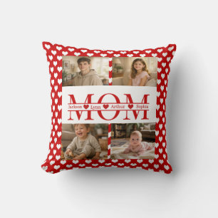 Minimalistisches rotes Herz Mama personalisiertes Kissen