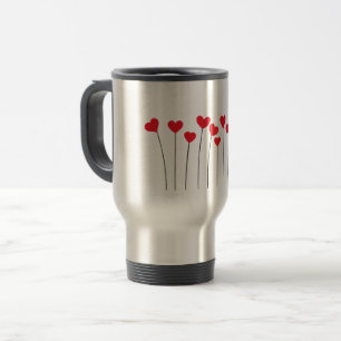 Minimalistisches rotes Herzen Edelstahl-Reisemug  Reisebecher