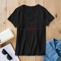 Minimalistisches rotes Liebesschrift Schwarz V-Aus