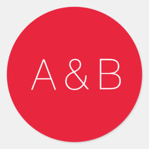 Minimalistisches rotes Pärchen-Monogramm Runder Aufkleber