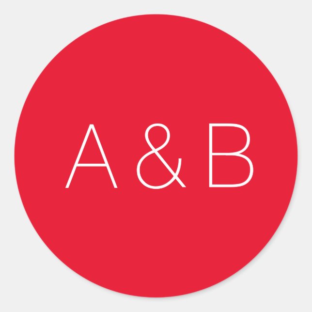 Minimalistisches rotes Pärchen-Monogramm Runder Aufkleber (Vorderseite)