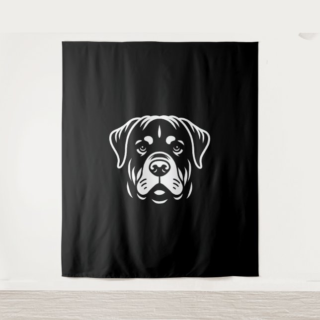 Minimalistisches Rottweiler-Gesichtsdesign - Bold  Wandteppich (Vorderseite)