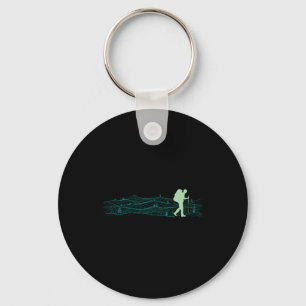 Minimalistisches Rucksack-Camping-Wandern-Grafik Schlüsselanhänger